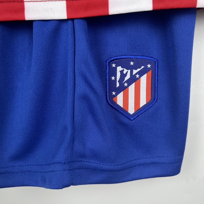 Youth Uniform Kids Kit 2023-2024 Atletico Madrid Home Soccer Jersey Shorts
