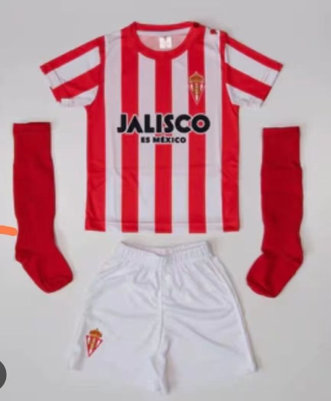 Youth Uniform+Socks Kids Kit 2023-2024 Gijon Home Soccer Jersey Shorts