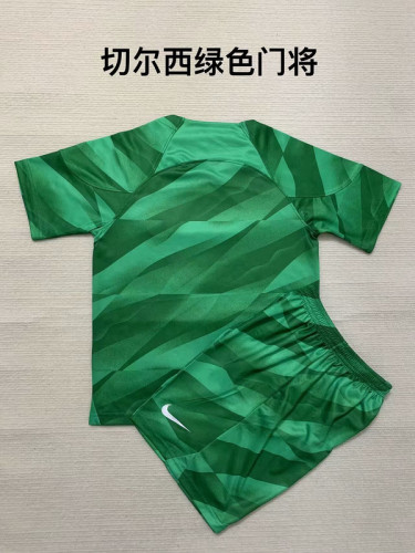 Adult Uniform 2023-2024 Chelsea Green Goalkeeper Soccer Jersey Shorts