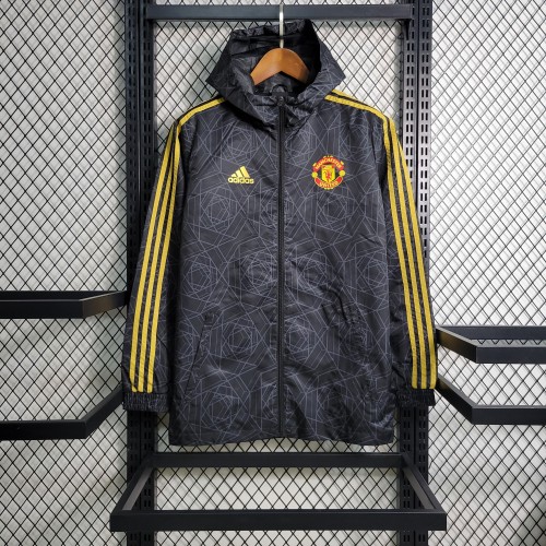 2023-2024 Manchester United Black/Yellow Soccer Windbreaker Jacket