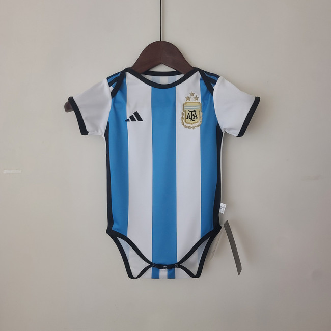 with 3 Stars Baby Cloth 2022 World Cup Argentina Home Soccer Jersey Baby Onesies