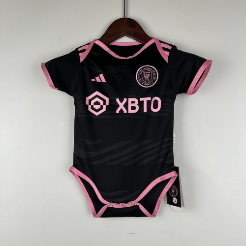 Baby Cloth 2023-2024 Inter Miami Away Black Soccer Jersey Baby Onesies