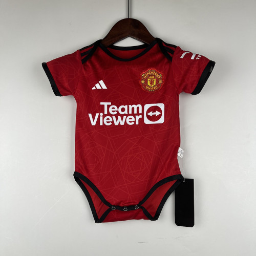 Baby Cloth 2023-2024 Manchester United Home Soccer Jersey Baby Onesies
