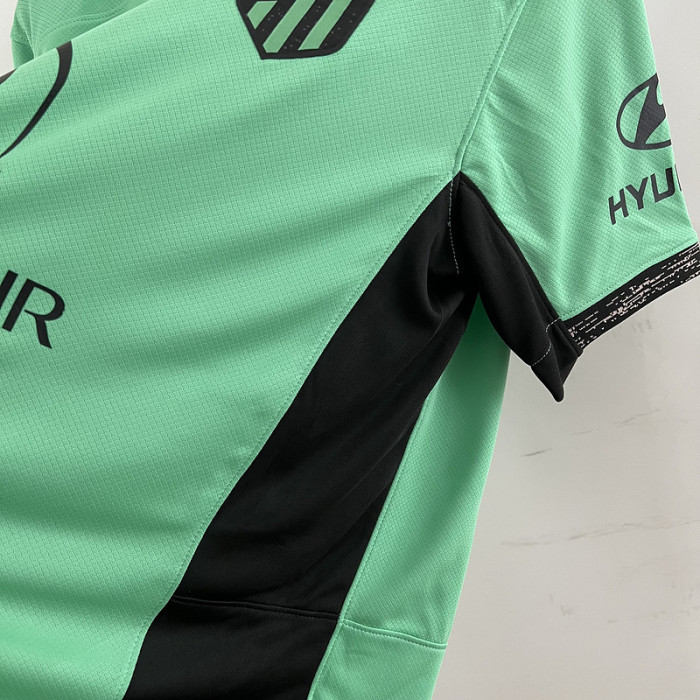 with Sponor Logo Fans Version 2023-2024 Atletico Madrid Third Away Green Soccer Jersey