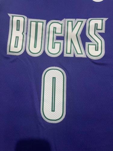 Milwaukee Bucks 0 LILLARD Purple NBA Shirt Classics Basketball Jersey