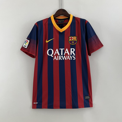 with LFP Patch Retro Jersey 2013-2014 Barcelona Home Soccer Jersey Vintage Football Shirt