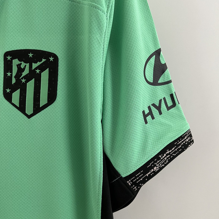 with Sponor Logo Fans Version 2023-2024 Atletico Madrid Third Away Green Soccer Jersey