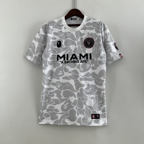 Fan Version 2023-2024 Inter Miami White/Grey BAPE Edition Soccer Jersey