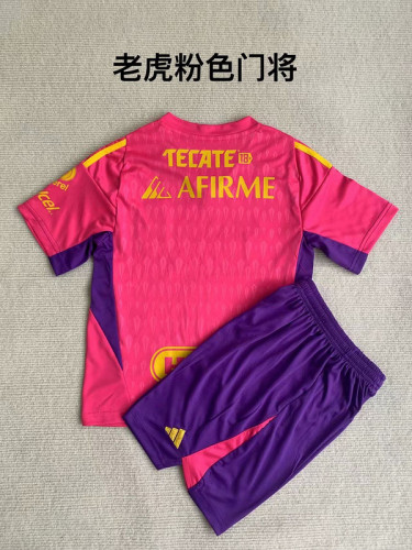 Adult Uniform 2023-2024 Tigres UANL Pink Goalkeeper Soccer Jersey Shorts
