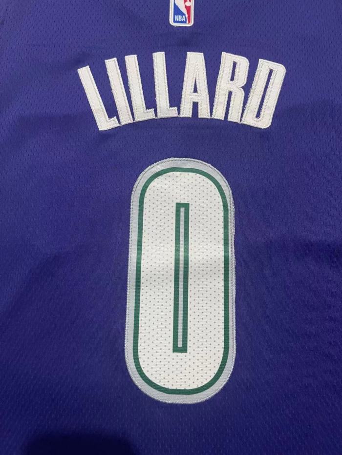 Milwaukee Bucks 0 LILLARD Purple NBA Shirt Classics Basketball Jersey
