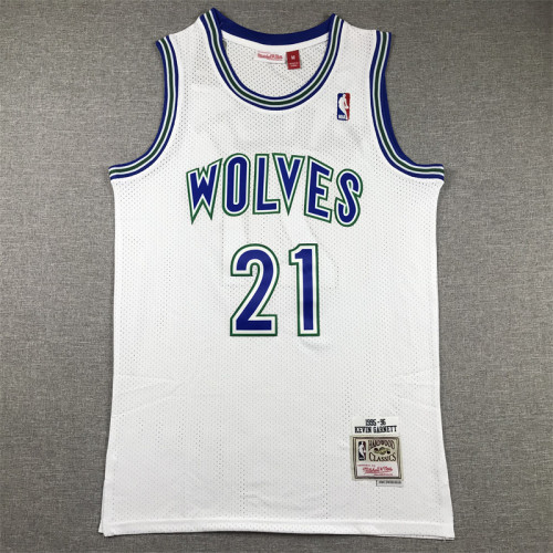 Mitchell&Ness 1995-96 Minnesota Timberwolves GRANETT 21 White NBA Jersey Basketball Shirt