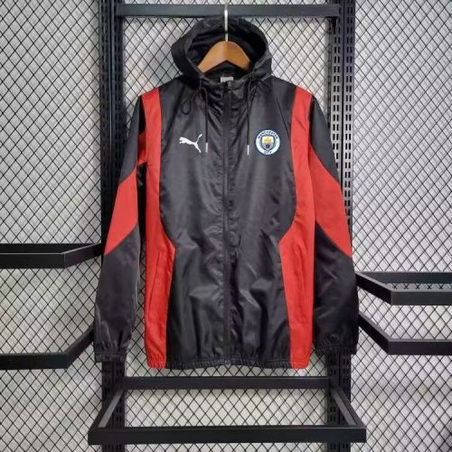 2023-2024 Manchester City Black/Red Soccer Windbreaker Jacket