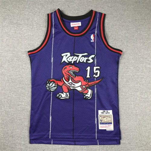 Mitchell&Ness 1998-99 Youth Shirt Kids Toronto Raptors 15 CARTER Purple NBA Jersey Child Basketball Shirt