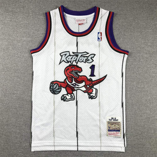 Mitchell&Ness 1998-99 Youth Shirt Kids Toronto Raptors 1 McGRADY White NBA Jersey Child Basketball Shirt