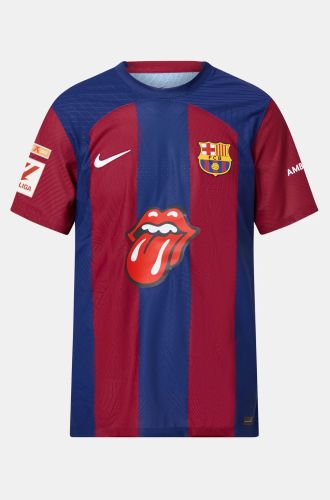 with Champions+LALIGA Patch+Sleeve Patch Fans Version 2023-2024 Barcelona to Feature Rolling Stones Sponsor in El Clásico Soccer Jersey