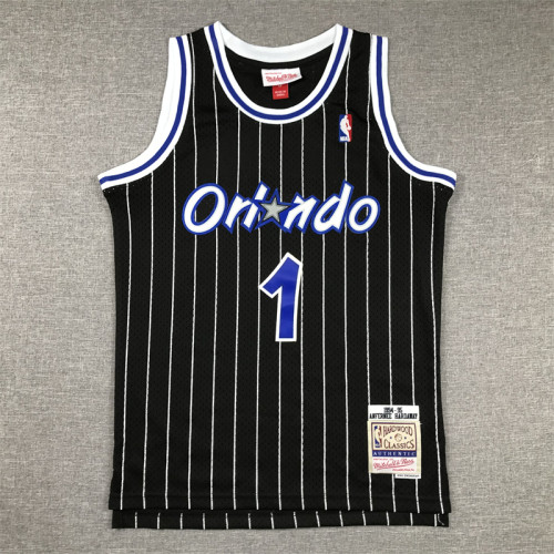 Youth Mitchell&ness 2003-04 Orlando Magic Black Basketball Shirt 1 McGRADY Classic NBA Jersey