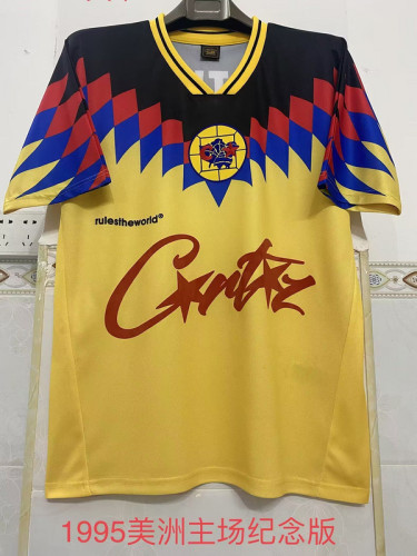 Retro Jersey 1995 Club America Aguilas 18 RTW Home Yellow Soccer Jersey