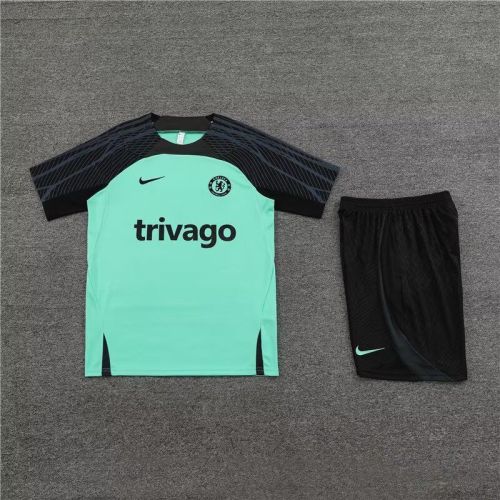 Adult Uniform 2023-2024 Chelsea Green/Black Soccer Training Jersey and Shorts Football Kits
