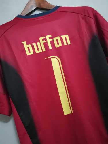 with 2006 World Cup Patch Retro Jersey 2006 Italy BUFFON 1 Red Goalkeeper Soccer Jersey