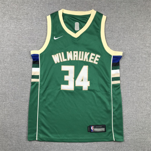 Youth Milwaukee Bucks 34 ANTETOKOUNMPO Green NBA Jersey Basketball Shirt
