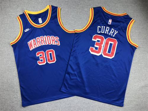 Youth Golden State Warriors 30 CURRY NBA Jersey Blue Kids Basketball Shirt