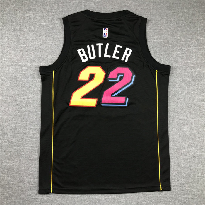 2022 City Edition Youth Miami Heat 22 BUTLER Black NBA Jersey Kids Basketball Shirt