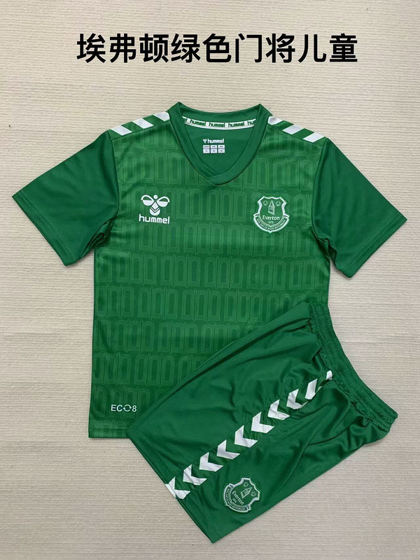 Adult Uniform 2023-2024 Everton Green Goalkeeper Soccer Jersey Shorts