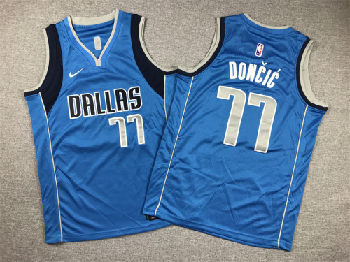 Youth Dallas Mavericks 77 DONCIC NBA Jersey White Kids Basketball Shirt