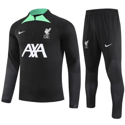 2023-2024 Liverpool Black Soccer Training Sweater and Pants Football Kit