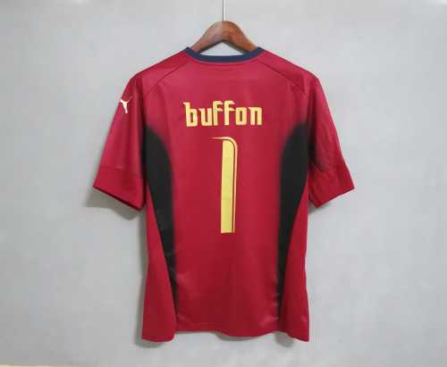 with 2006 World Cup Patch Retro Jersey 2006 Italy BUFFON 1 Red Goalkeeper Soccer Jersey