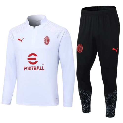 2023-2024 AC Milan White Soccer Training Sweater and Pants Football Kit