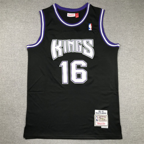 Mitchell&Ness 2001-02 Sacramento Kings 16 STOJAKOVIC Black NBA Jersey Basketball Shirt