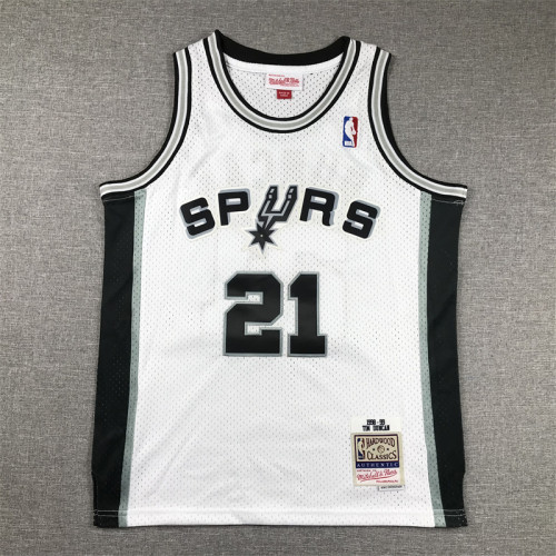 Youth Mitchell&Ness San Antonio Spurs 21 DUNCAN White NBA Jersey Kids Basketball Shirt