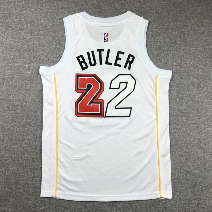 2022 City Edition Youth Miami Heat 22 BUTLER White NBA Jersey Kids Basketball Shirt