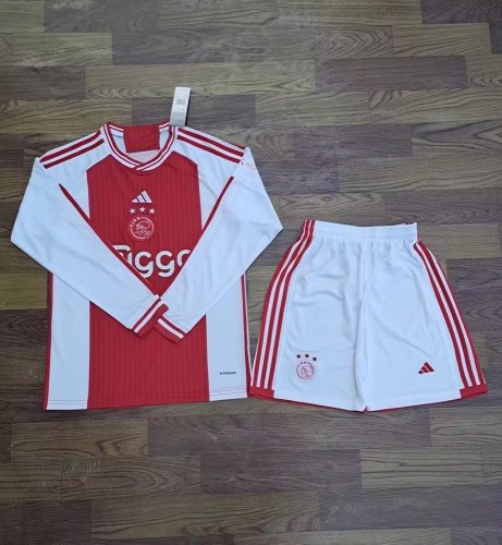 Long sleeve Adult Uniform 2023-2024 Ajax Home Soccer Jersey Football Shirt Shorts