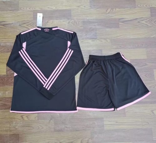 Long Sleeve Adult Uniform 2023-2024 Inter Miami Away Black Soccer Jersey Shorts