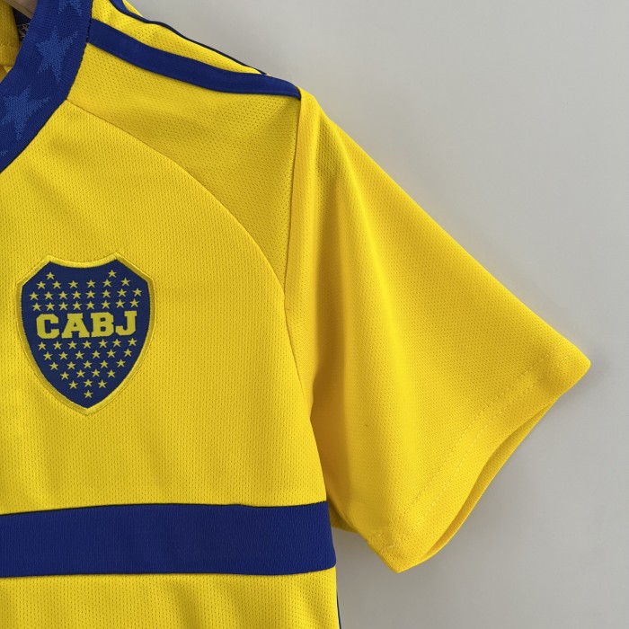 Youth Uniform Kids Kit 2023-2024 Boca Juniors Away Yellow Soccer Jersey Shorts
