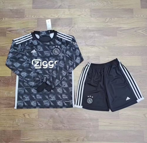 Long sleeve Adult Uniform 2023-2024 Ajax Third Away Black Soccer Jersey Football Shirt Shorts