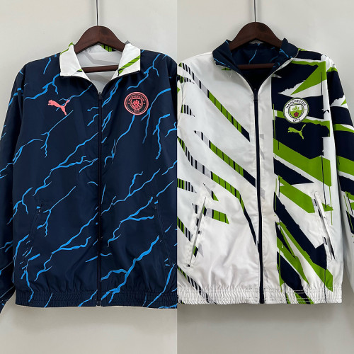2023-2024 Manchester City Reversible Soccer Jacket White/Borland Football Jacket