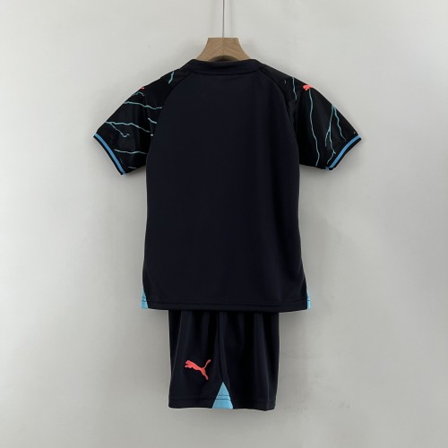 Youth Uniform Kids Kit 2023-2024 Manchester City Third Away Soccer Jersey Shorts