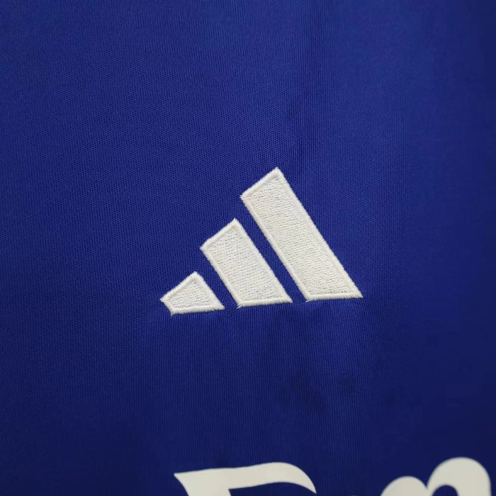 with Sponor Logo Fans Version 2023-2024 Olympique Lyonnais Away Blue Soccer Jersey
