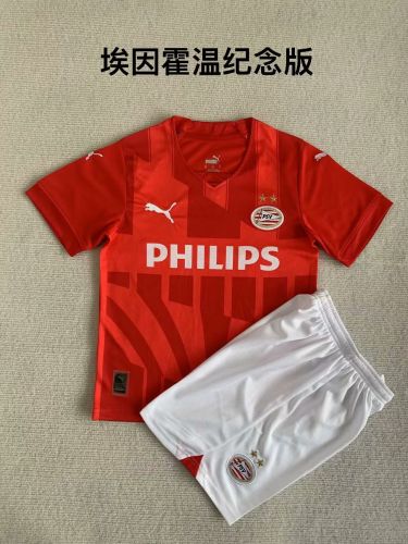 Youth Uniform Kids Kit 2023-2024 PSV Eindhoven Red Anniversary Edition Soccer Jersey Shorts