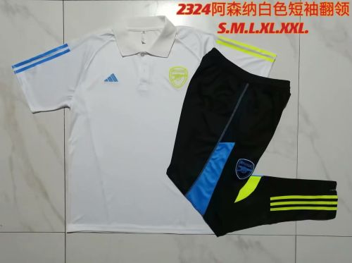 Adult 2023-2024 Arsenal White Soccer Polo and Long pants