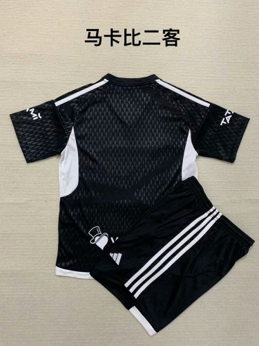 Adult Uniform 2023-2024 Maccabi Haifa Third Away Black Soccer Jersey Shorts Football Kit