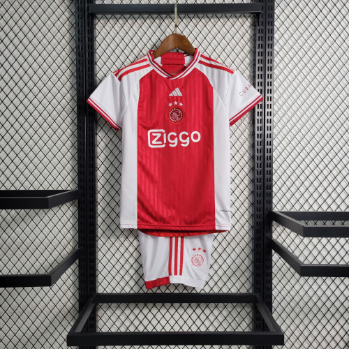 Youth Uniform Kids Kit 2023-2024 Ajax Home Soccer Jersey Shorts