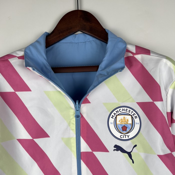 2023-2024 Manchester City Reversible Soccer Jacket Blue/Colorful Football Jacket