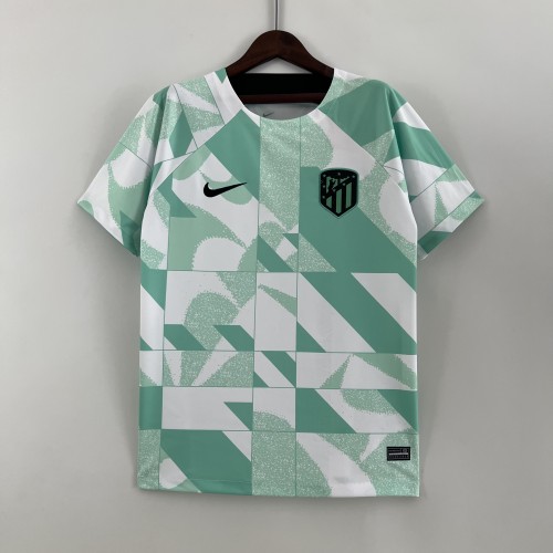 Fans Version 2023-2024 Atletico Madrid White/Green Soccer Training Jersey