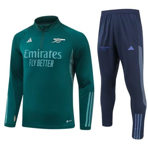 2023-2024 Arsenal Dark Green Soccer Training Sweater and Pants Football Kit
