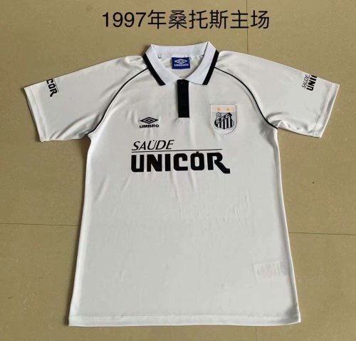 Retro Jersey 1997 Santos Home White Soccer Jersey Vintage Football Shirt