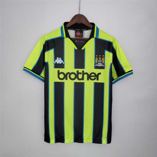 Retro Jersey 1998-1999 Manchester City Away Blue/Green Soccer Jersey Vintage Football Shirt
